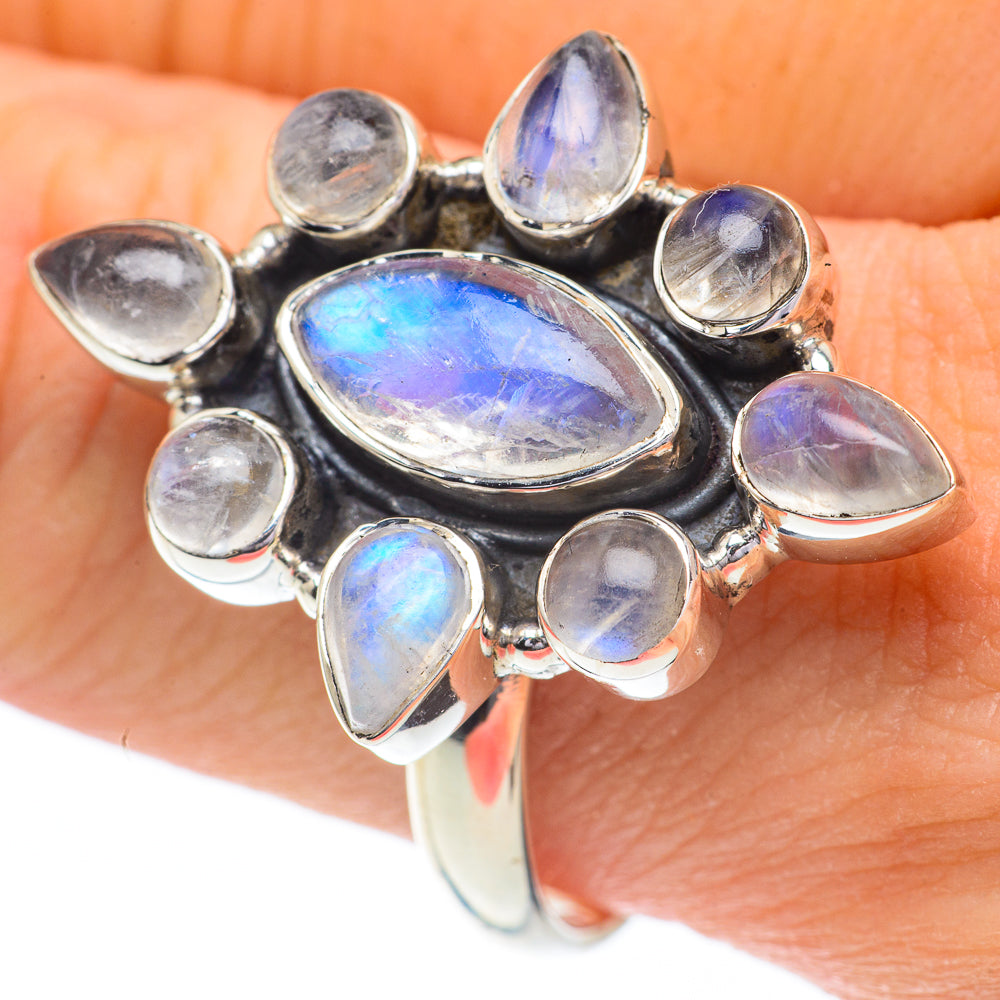 Rainbow Moonstone Rings handcrafted by Ana Silver Co - RING60809