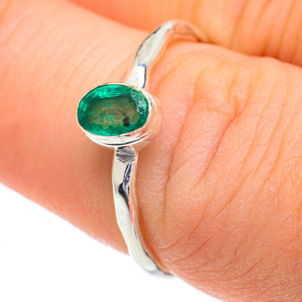 Zambian Emerald Rings handcrafted by Ana Silver Co - RING60820