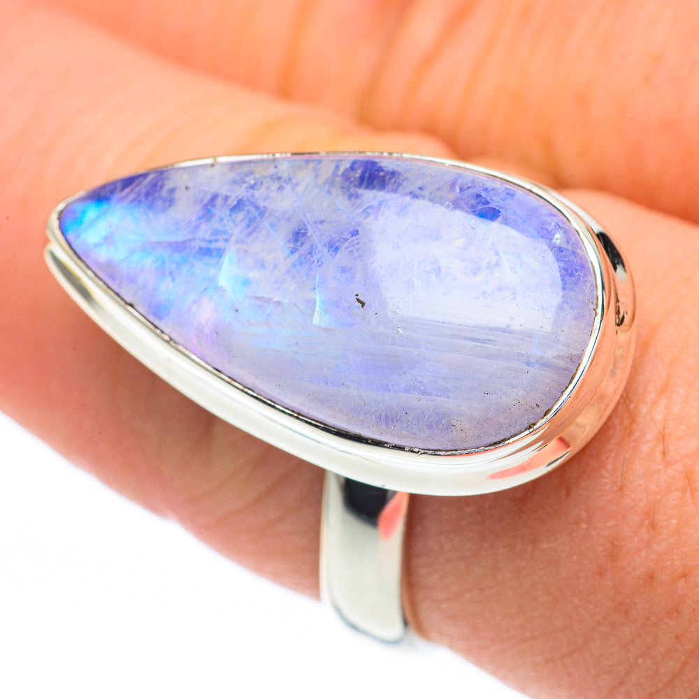 Rainbow Moonstone Rings handcrafted by Ana Silver Co - RING60835