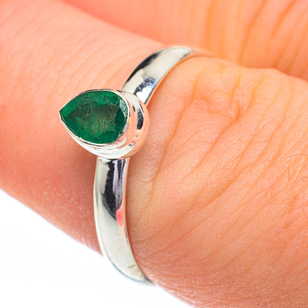 Zambian Emerald Rings handcrafted by Ana Silver Co - RING61020