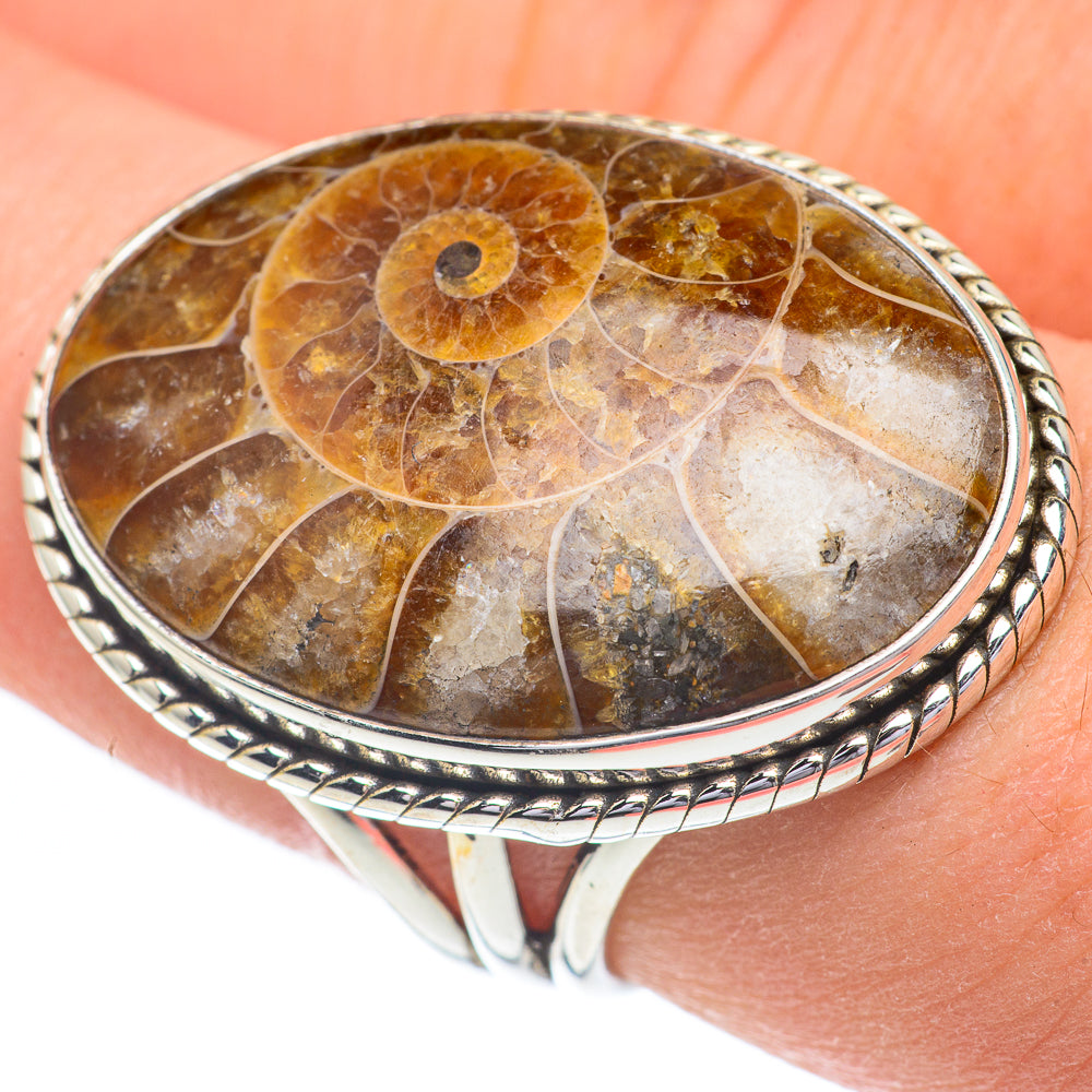 Ammonite Fossil Rings handcrafted by Ana Silver Co - RING61023