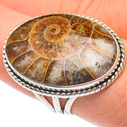 Ammonite Fossil Rings handcrafted by Ana Silver Co - RING61023