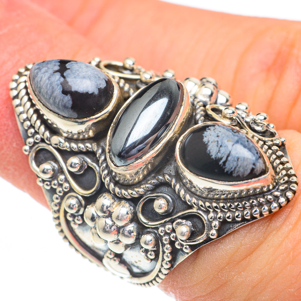 Snowflake Obsidian Rings handcrafted by Ana Silver Co - RING61081
