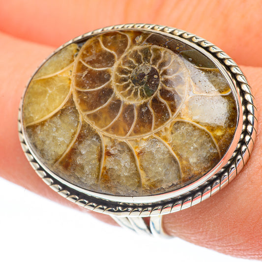 Ammonite Fossil Rings handcrafted by Ana Silver Co - RING61103