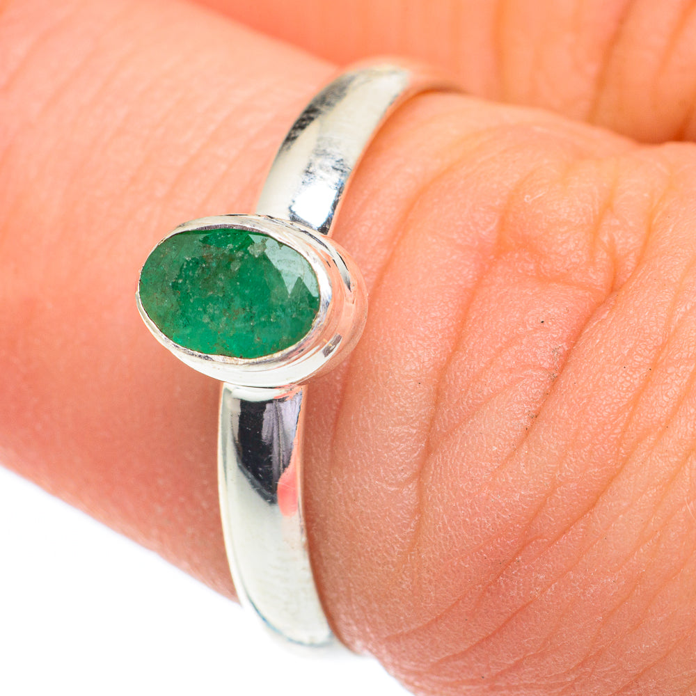 Zambian Emerald Rings handcrafted by Ana Silver Co - RING61133