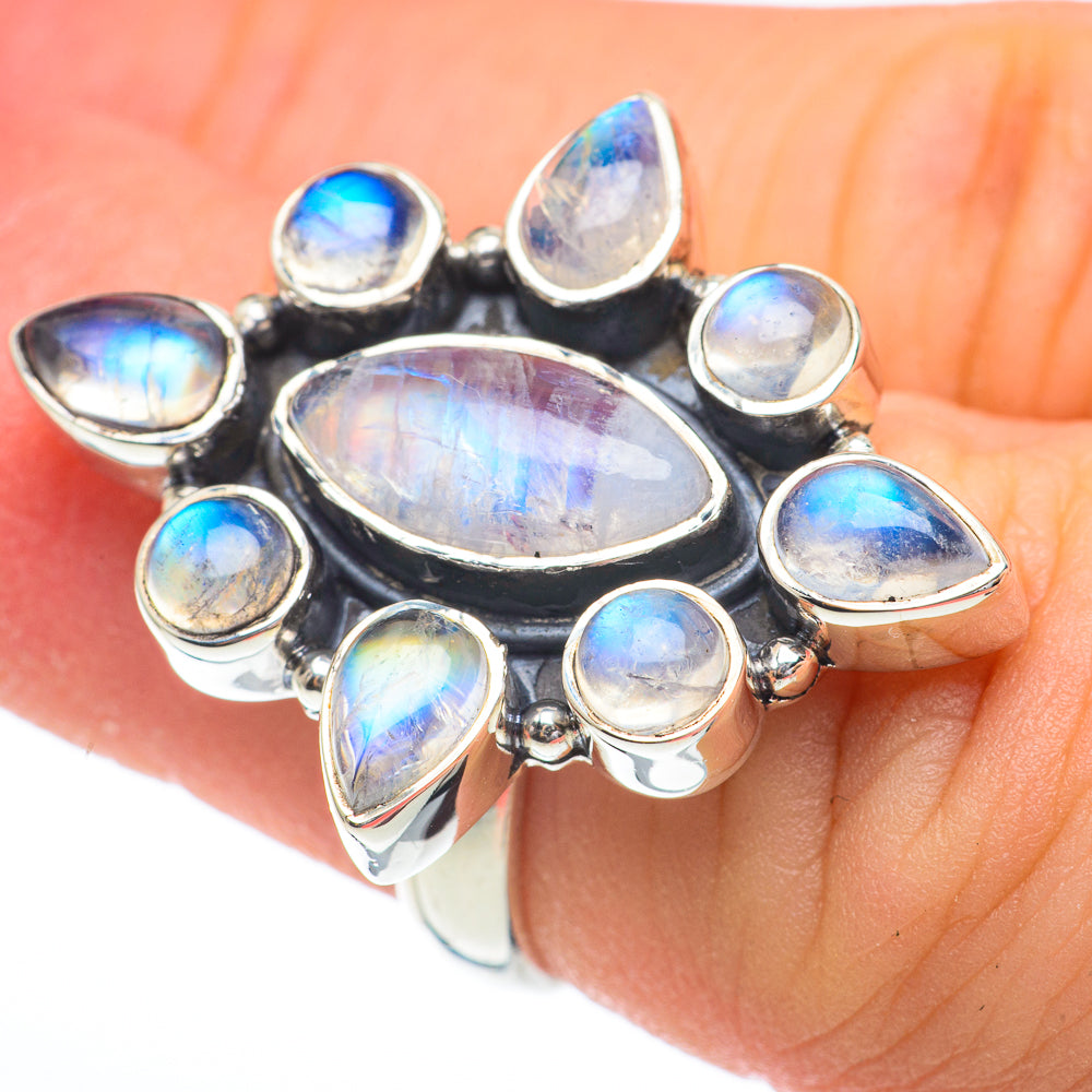 Rainbow Moonstone Rings handcrafted by Ana Silver Co - RING61169