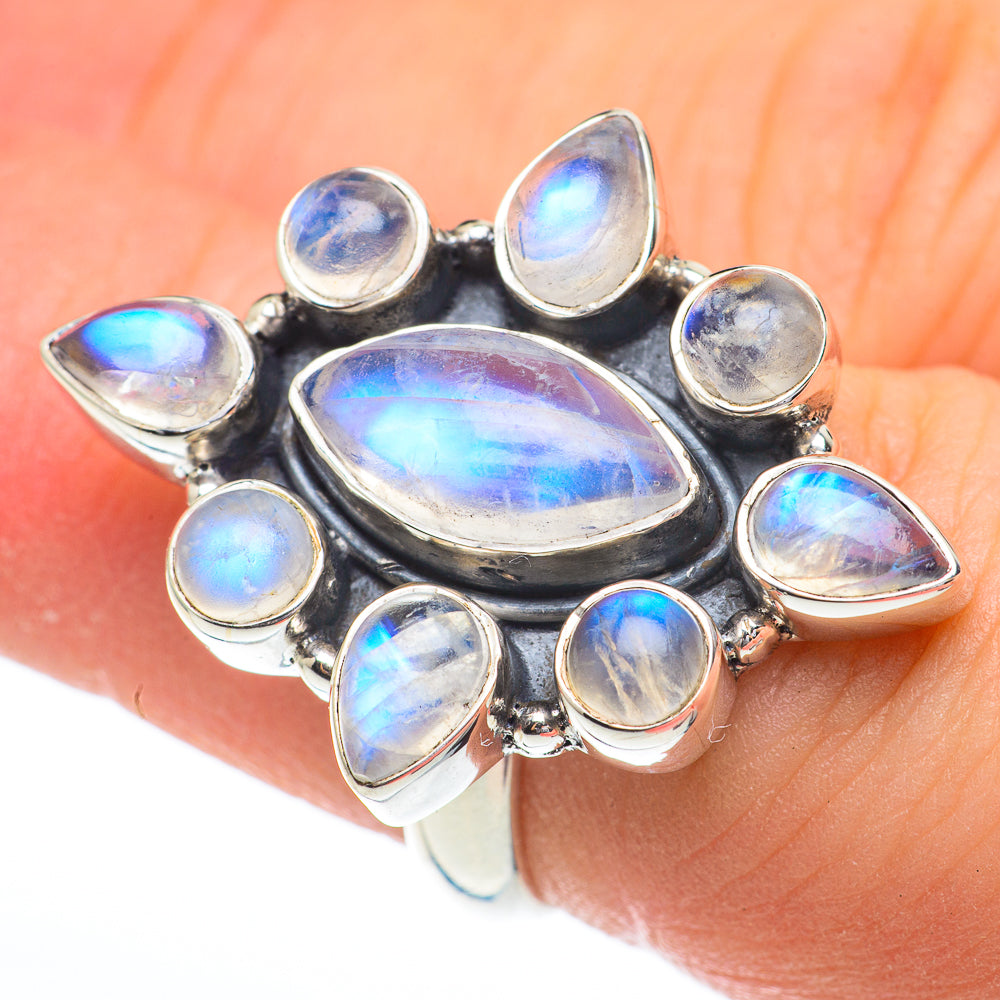 Rainbow Moonstone Rings handcrafted by Ana Silver Co - RING61194