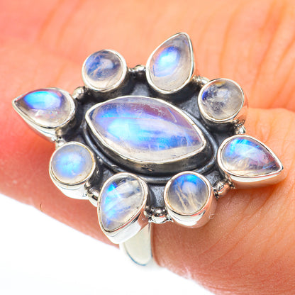 Rainbow Moonstone Rings handcrafted by Ana Silver Co - RING61194