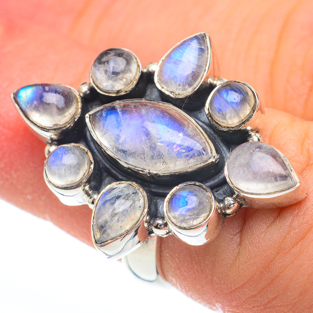 Rainbow Moonstone Rings handcrafted by Ana Silver Co - RING61217