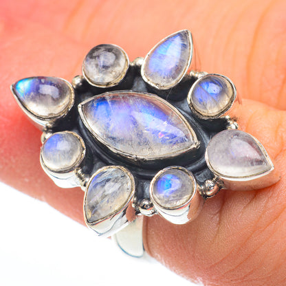 Rainbow Moonstone Rings handcrafted by Ana Silver Co - RING61217