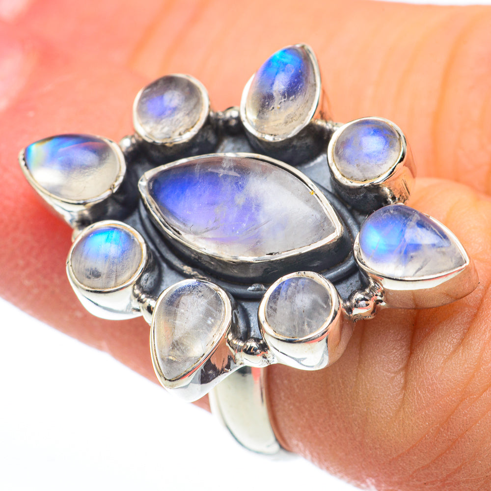 Rainbow Moonstone Rings handcrafted by Ana Silver Co - RING61240