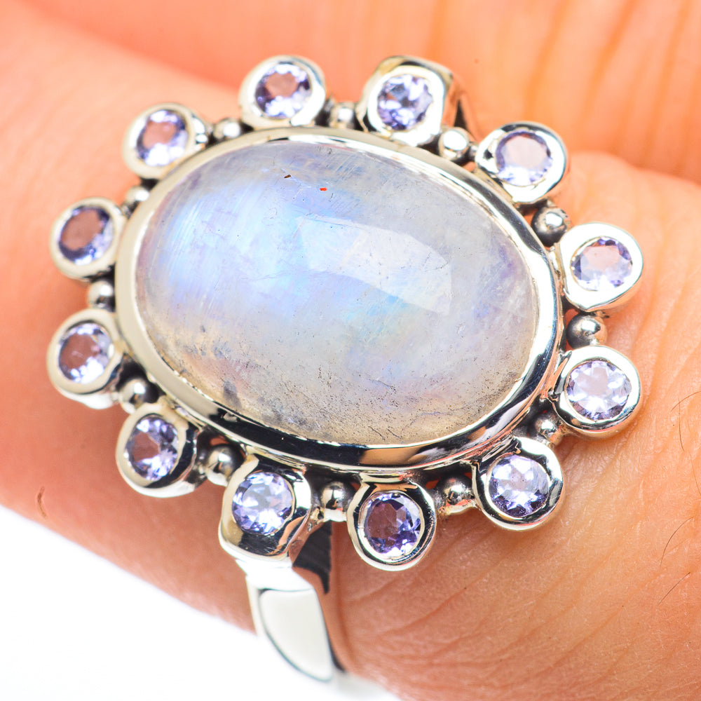 Rainbow Moonstone Rings handcrafted by Ana Silver Co - RING61241