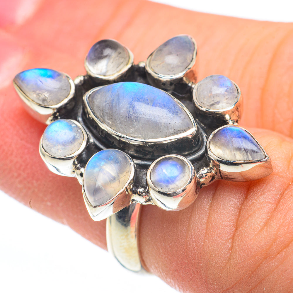 Rainbow Moonstone Rings handcrafted by Ana Silver Co - RING61261