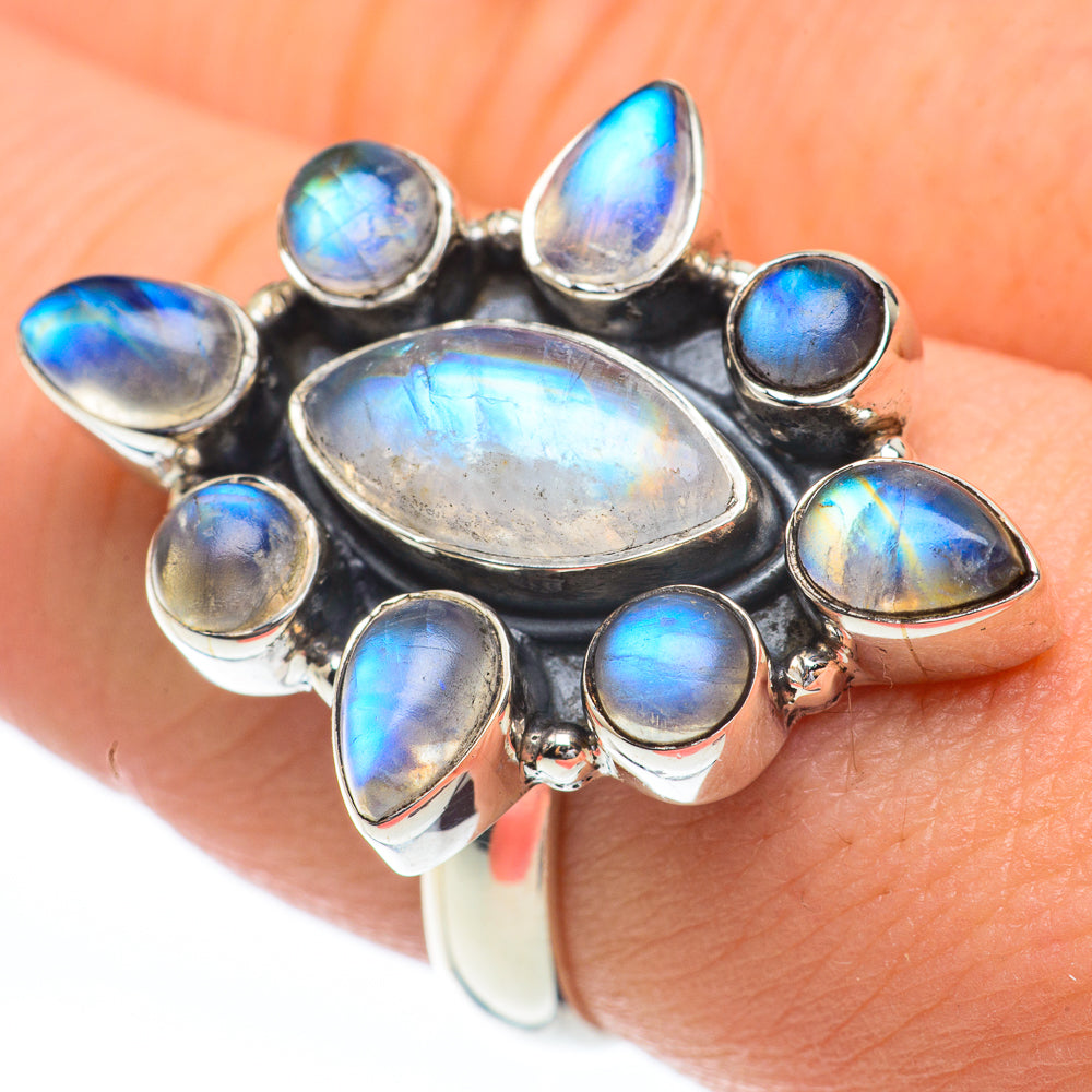 Rainbow Moonstone Rings handcrafted by Ana Silver Co - RING61277