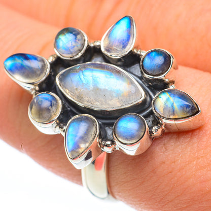 Rainbow Moonstone Rings handcrafted by Ana Silver Co - RING61277