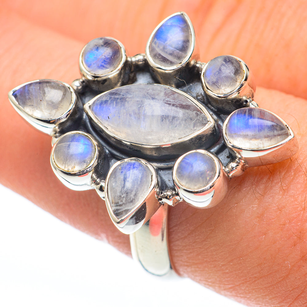 Rainbow Moonstone Rings handcrafted by Ana Silver Co - RING61293