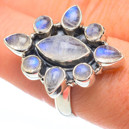 Rainbow Moonstone Rings handcrafted by Ana Silver Co - RING61293