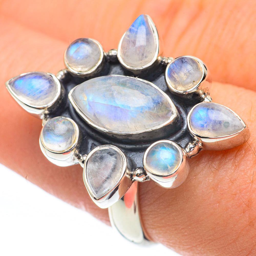 Rainbow Moonstone Rings handcrafted by Ana Silver Co - RING61309