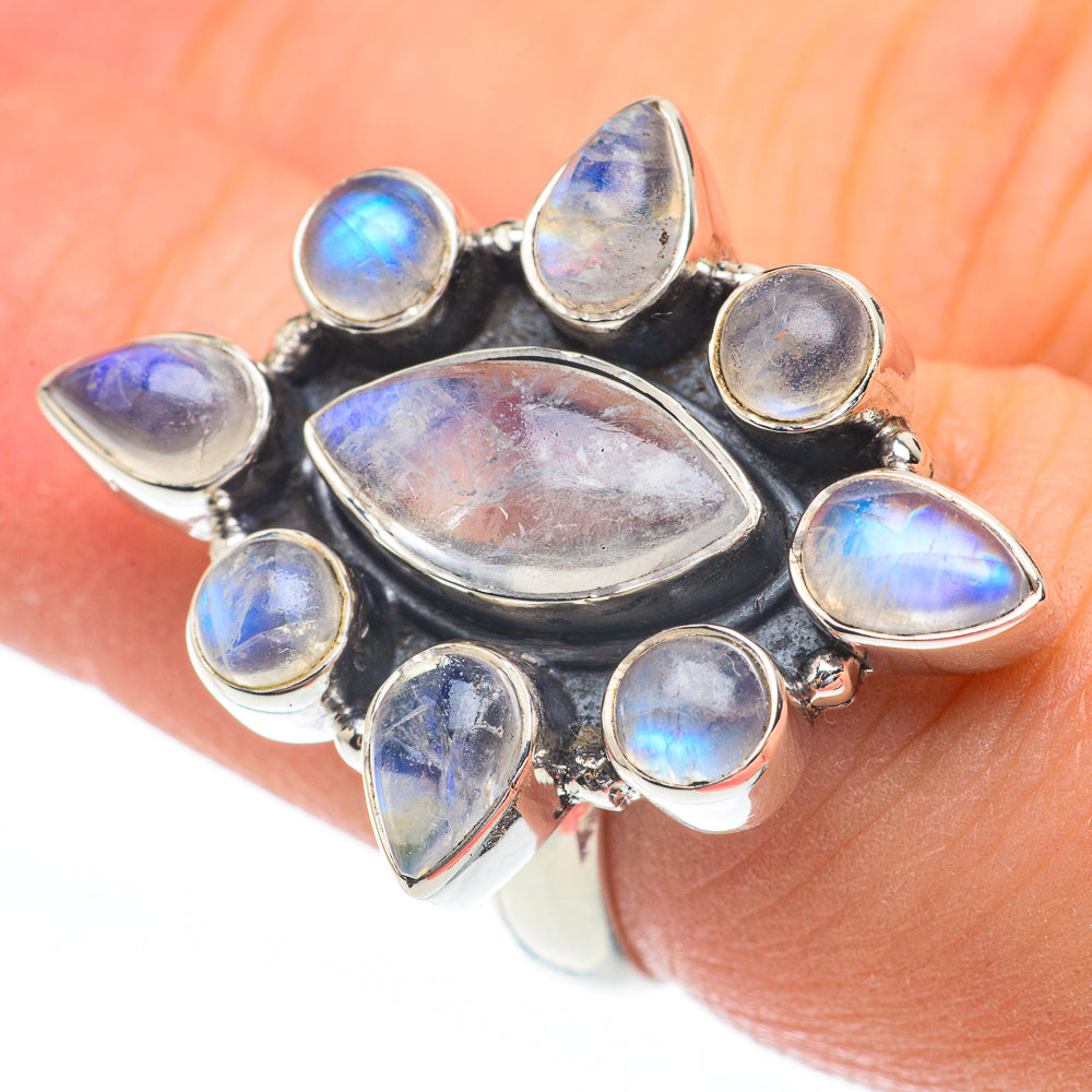 Rainbow Moonstone Rings handcrafted by Ana Silver Co - RING61321