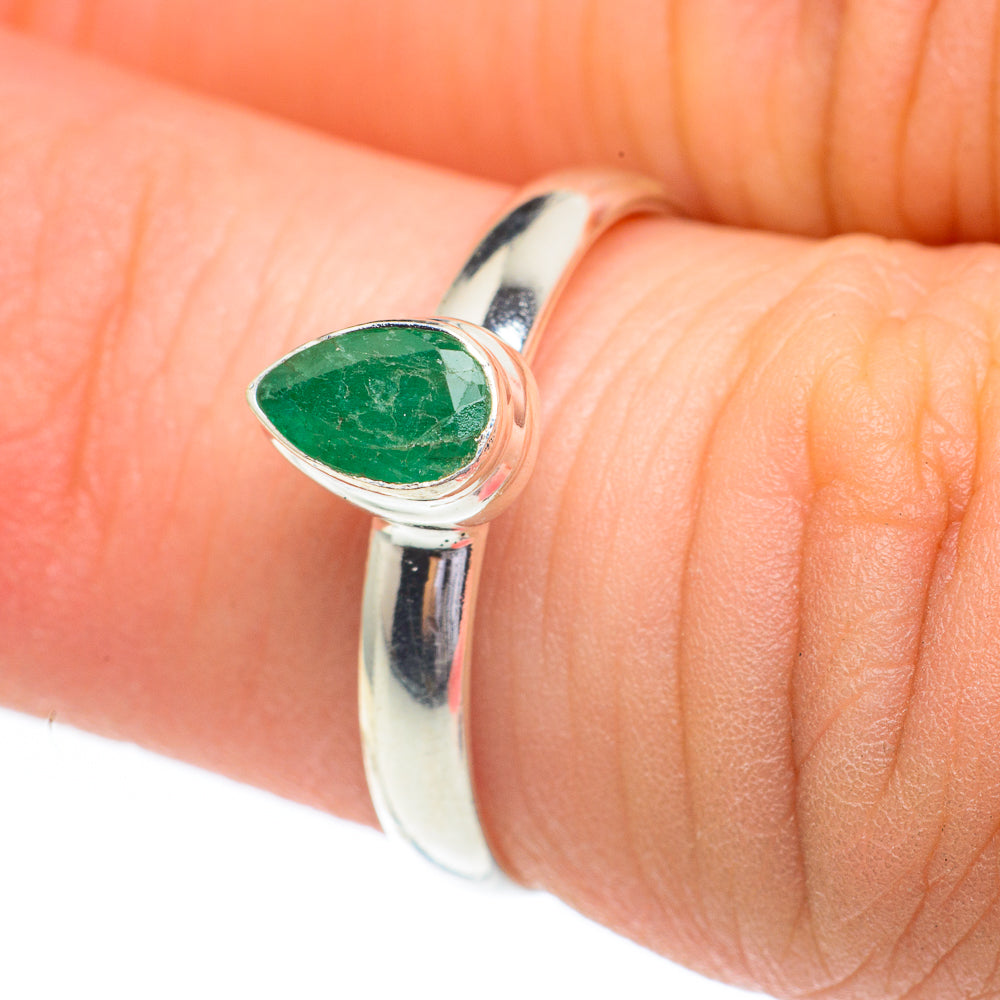 Zambian Emerald Rings handcrafted by Ana Silver Co - RING61335