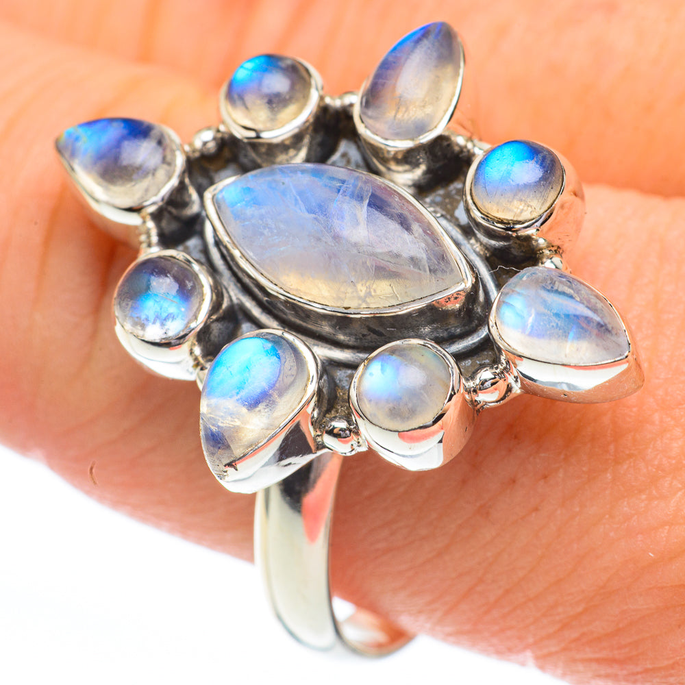 Rainbow Moonstone Rings handcrafted by Ana Silver Co - RING61342