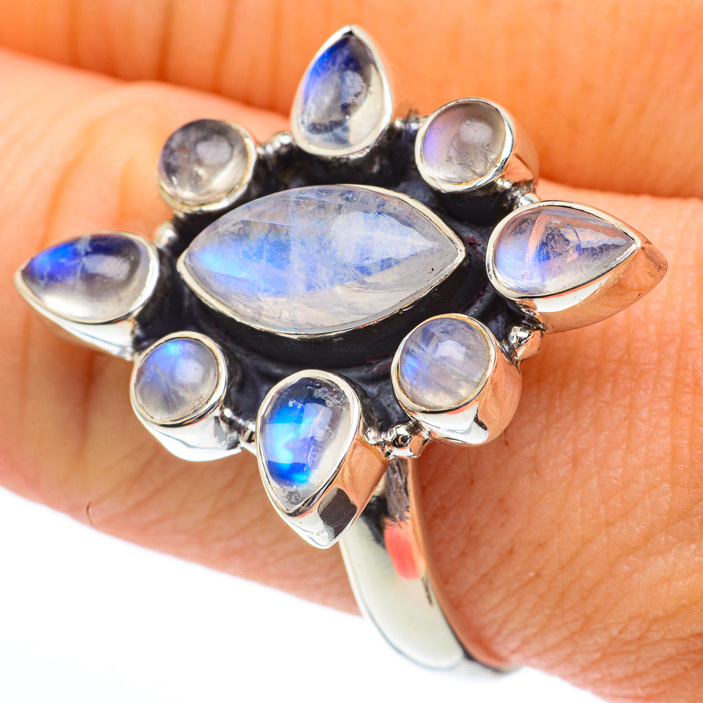Rainbow Moonstone Rings handcrafted by Ana Silver Co - RING61350