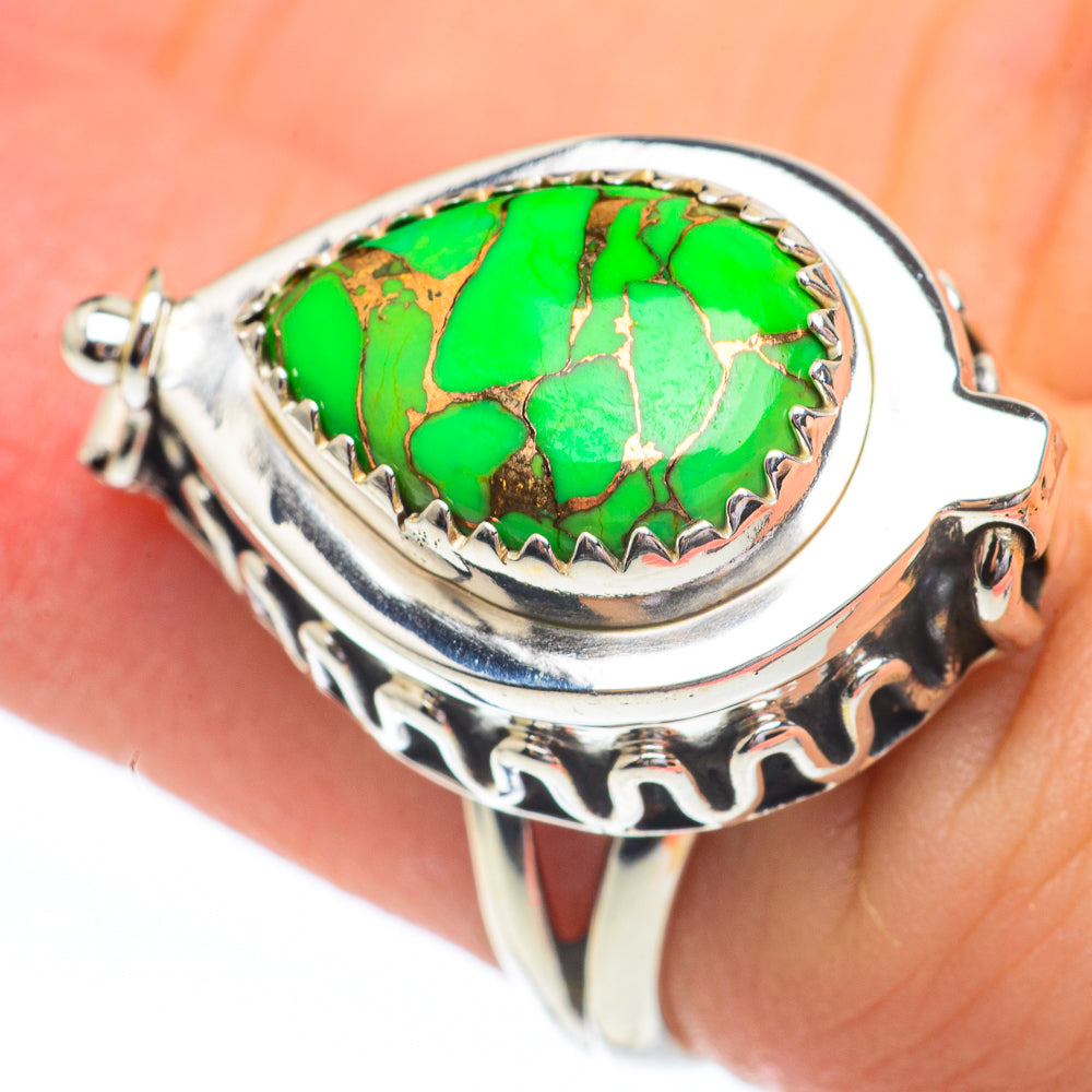 Green Copper Composite Turquoise Rings handcrafted by Ana Silver Co - RING61398