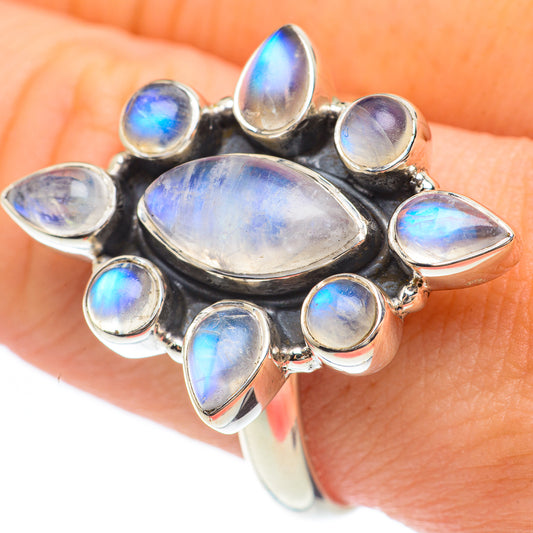 Rainbow Moonstone Rings handcrafted by Ana Silver Co - RING61570