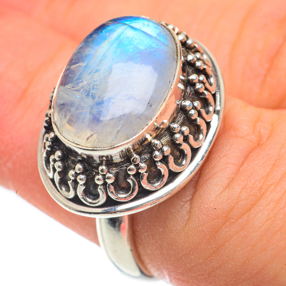 Rainbow Moonstone Rings handcrafted by Ana Silver Co - RING61625