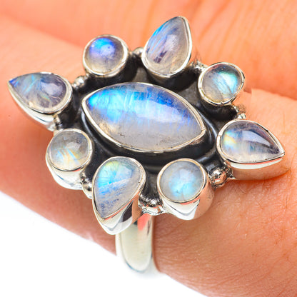 Rainbow Moonstone Rings handcrafted by Ana Silver Co - RING61626
