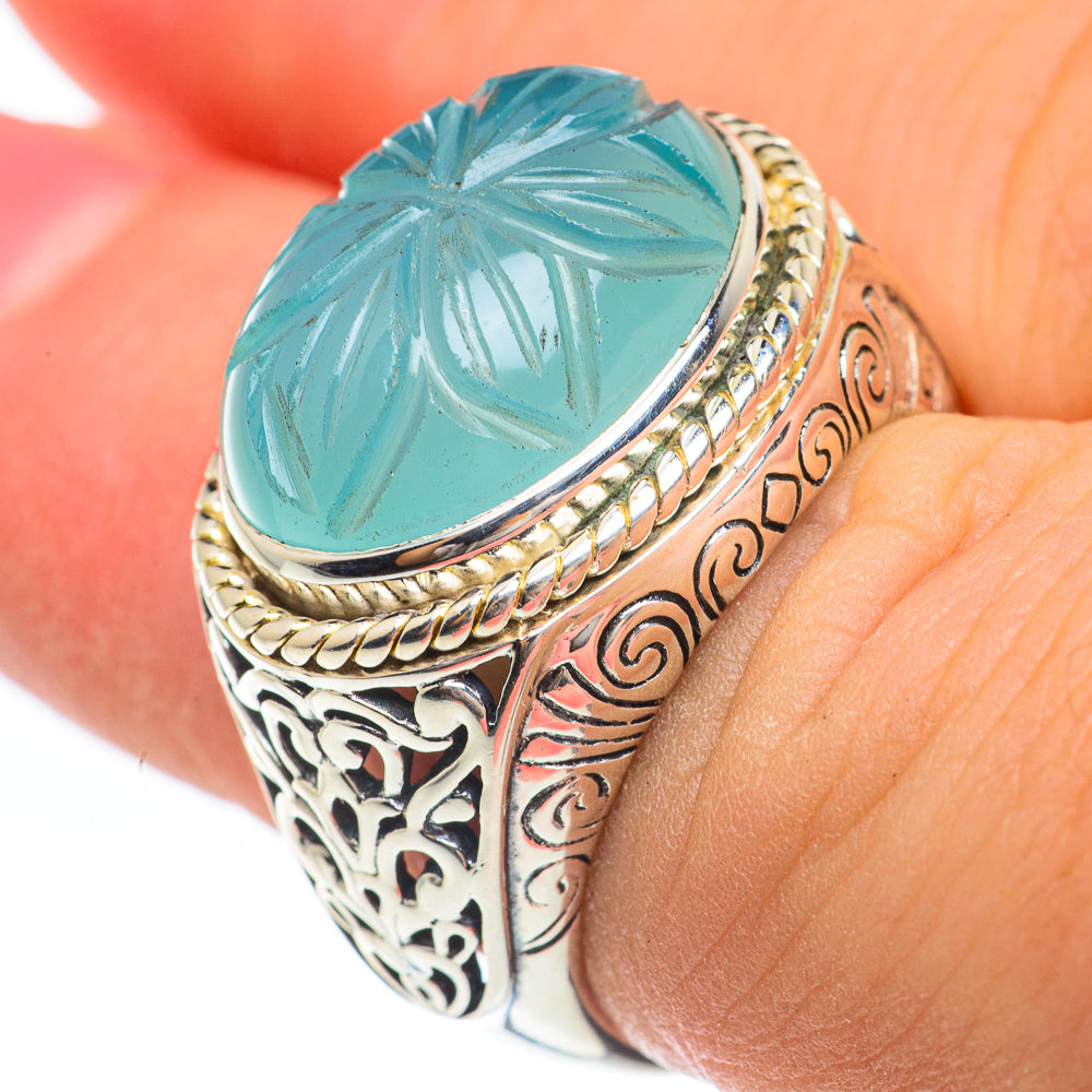 Aqua Chalcedony Rings handcrafted by Ana Silver Co - RING61633