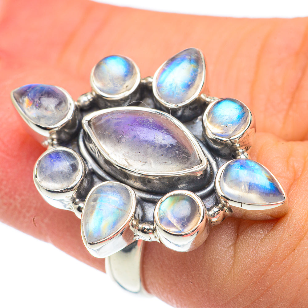 Rainbow Moonstone Rings handcrafted by Ana Silver Co - RING61651