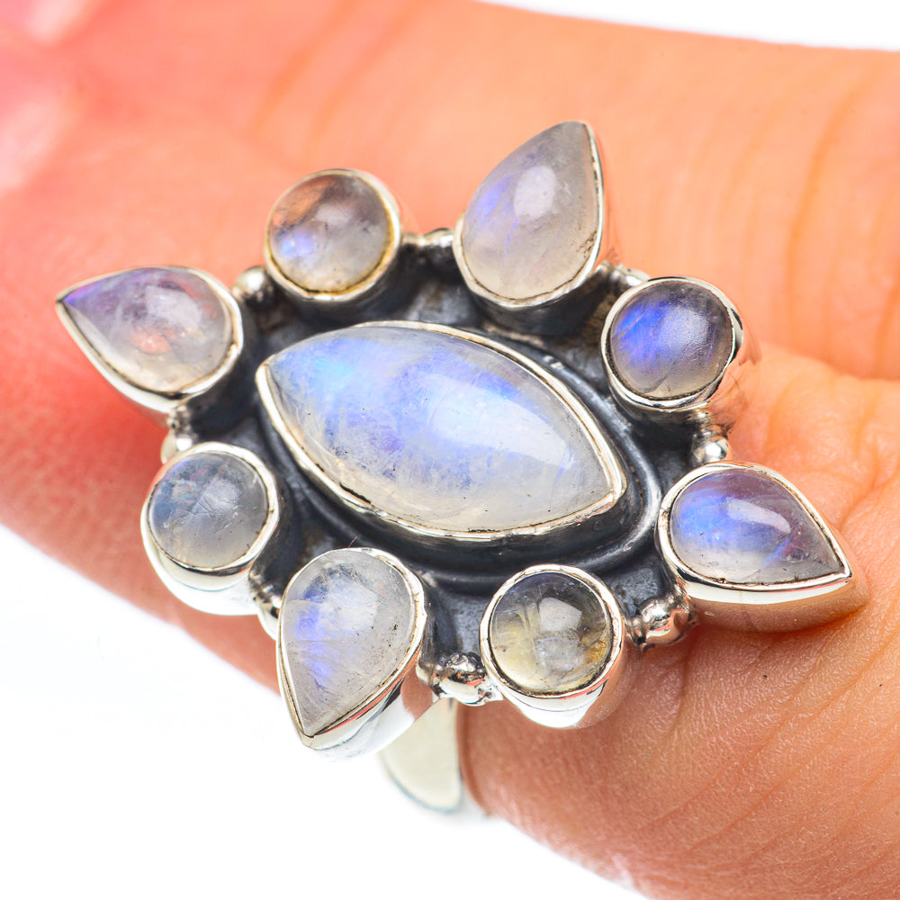 Rainbow Moonstone Rings handcrafted by Ana Silver Co - RING61674