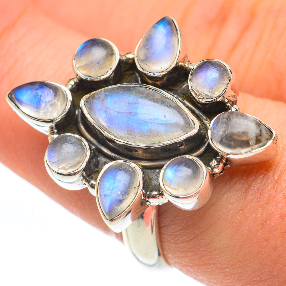 Rainbow Moonstone Rings handcrafted by Ana Silver Co - RING61699