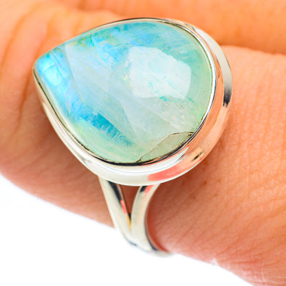 Rainbow Moonstone Rings handcrafted by Ana Silver Co - RING61731