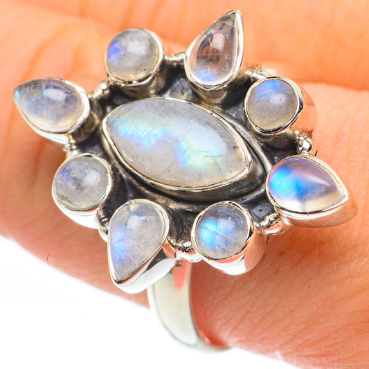 Rainbow Moonstone Rings handcrafted by Ana Silver Co - RING61743