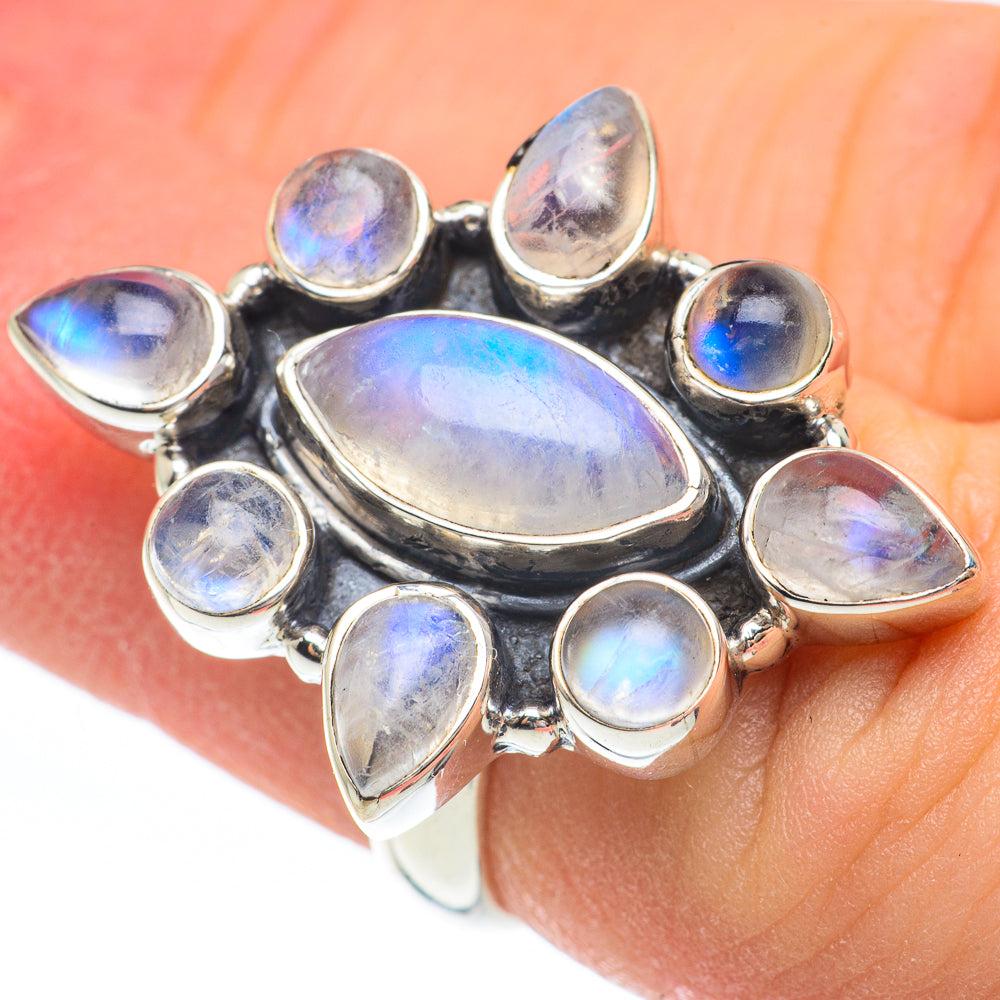 Rainbow Moonstone Rings handcrafted by Ana Silver Co - RING61759