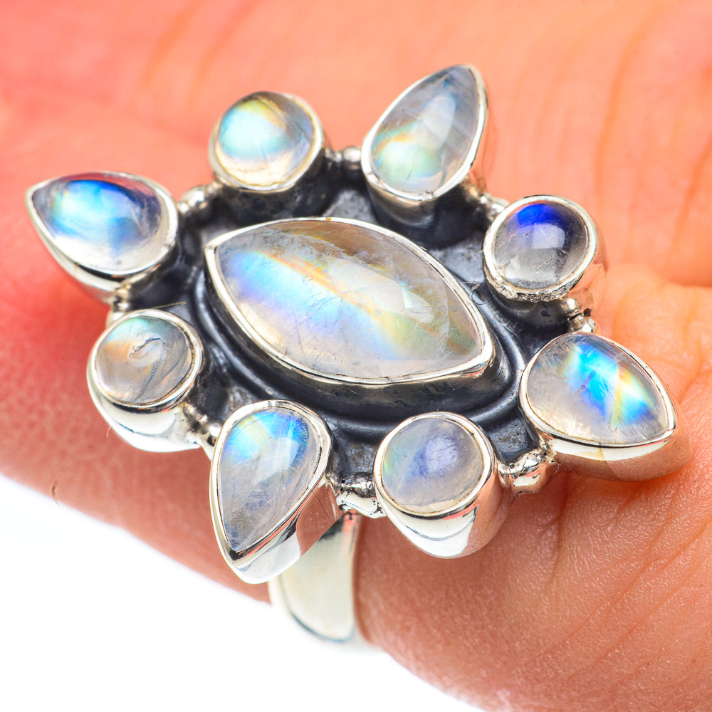 Rainbow Moonstone Rings handcrafted by Ana Silver Co - RING61777