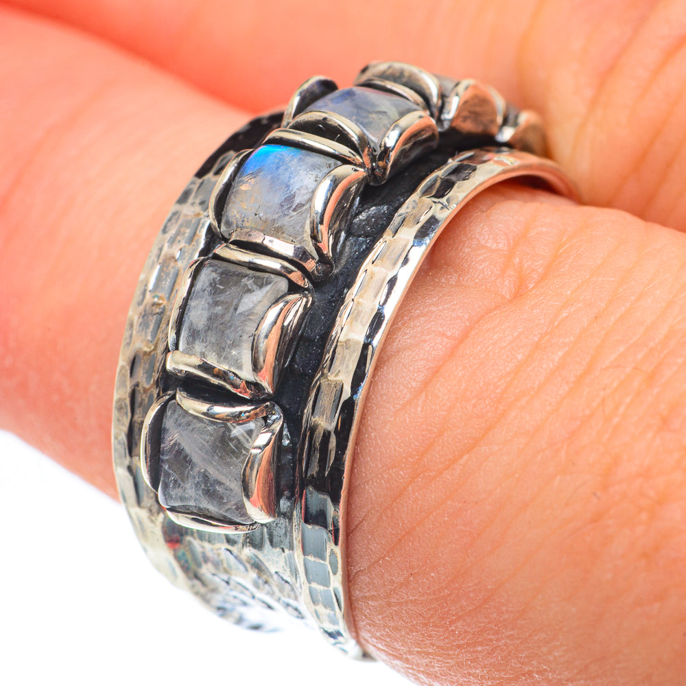 Rainbow Moonstone Rings handcrafted by Ana Silver Co - RING61793