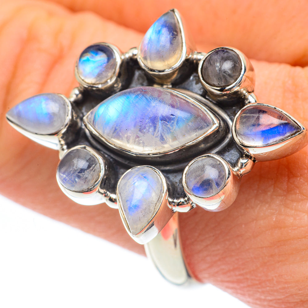 Rainbow Moonstone Rings handcrafted by Ana Silver Co - RING61794