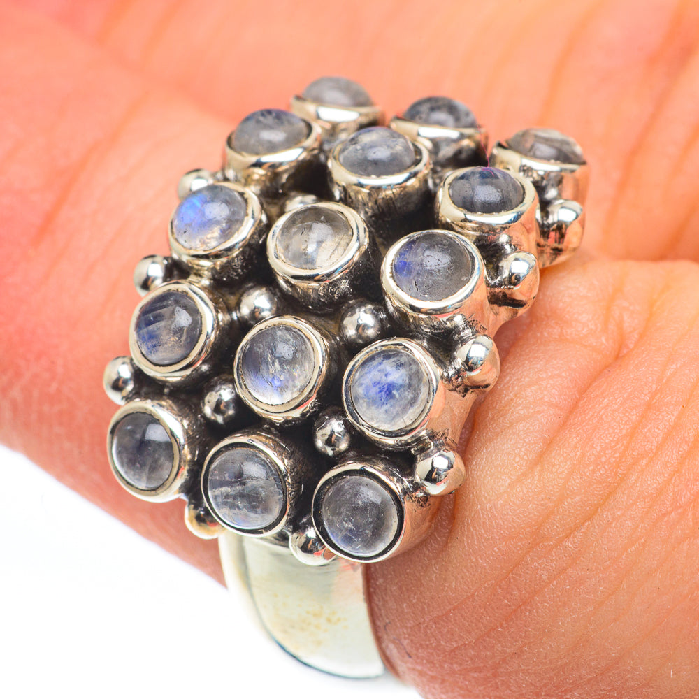Rainbow Moonstone Rings handcrafted by Ana Silver Co - RING61809