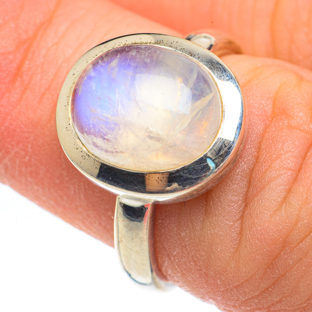 Rainbow Moonstone Rings handcrafted by Ana Silver Co - RING61826