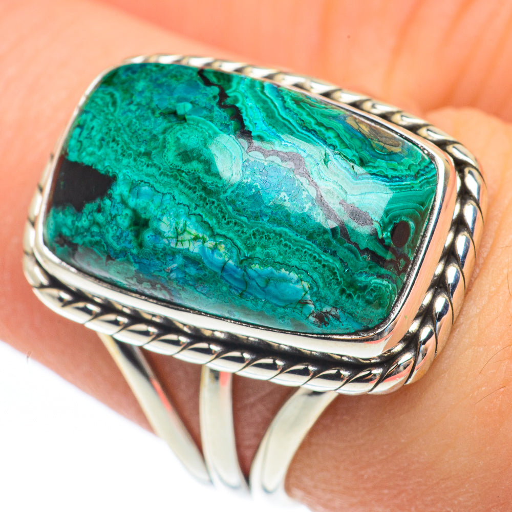 Malachite In Chrysocolla Rings handcrafted by Ana Silver Co - RING61833