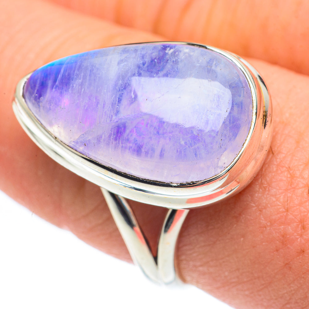 Rainbow Moonstone Rings handcrafted by Ana Silver Co - RING61838