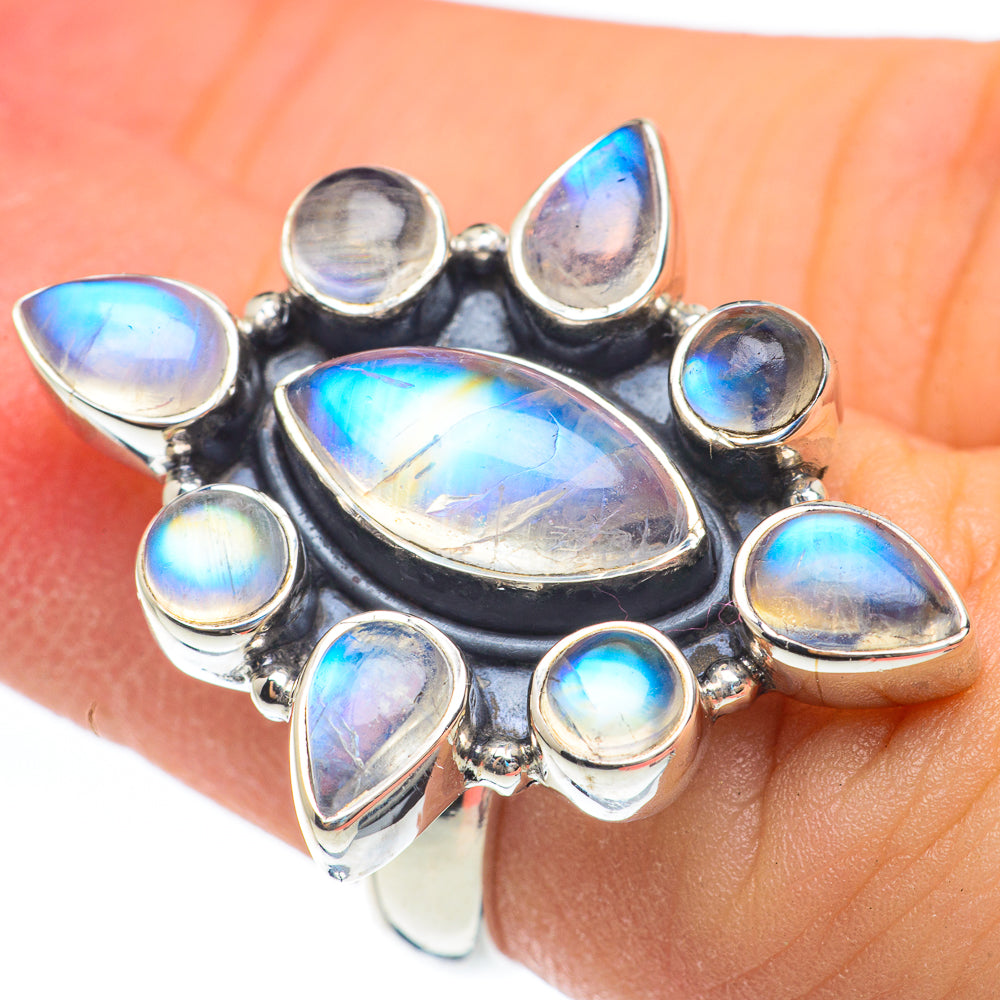 Rainbow Moonstone Rings handcrafted by Ana Silver Co - RING61841