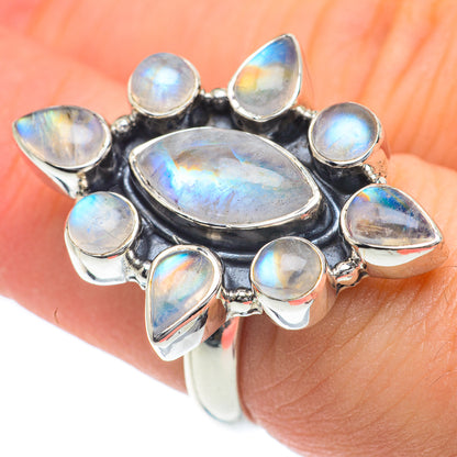 Rainbow Moonstone Rings handcrafted by Ana Silver Co - RING61980