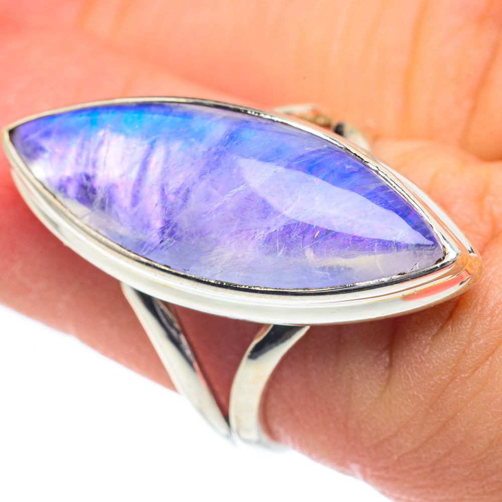 Rainbow Moonstone Rings handcrafted by Ana Silver Co - RING62006