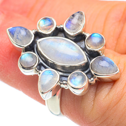 Rainbow Moonstone Rings handcrafted by Ana Silver Co - RING62013