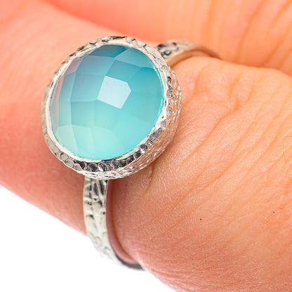Aqua Chalcedony Rings handcrafted by Ana Silver Co - RING62019
