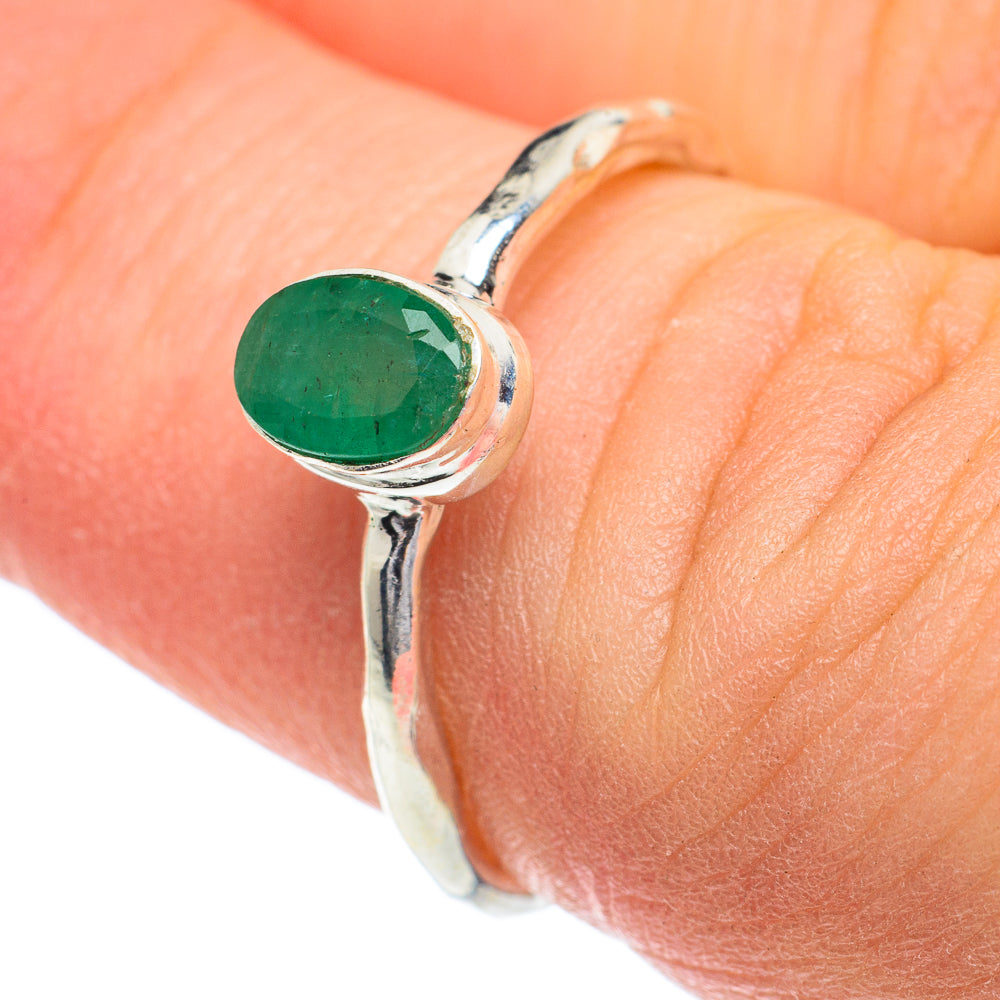 Zambian Emerald Rings handcrafted by Ana Silver Co - RING62023